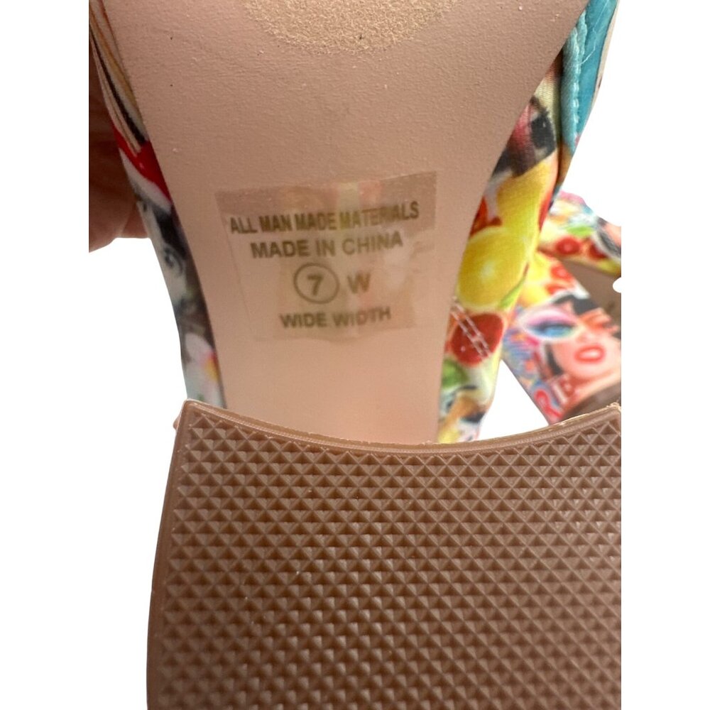 Chase & Chloe Size 7 Las Vegas Print Lace-Up Peep-Toe Ankle Boots - Picture 10 of 14